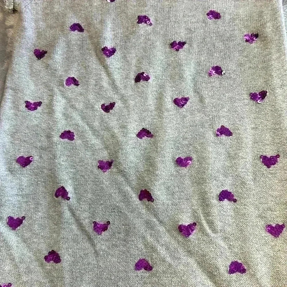 GAP - knit short(cap) sleeve dress with sequin hearts and ruffled skirt. Size 10 - Picture 2 of 5